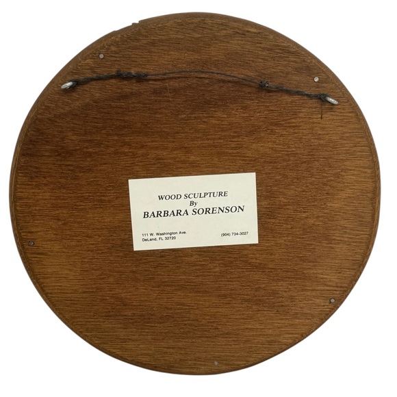 Vintage 80s Barbara Sorenson Wood Art Sculpture Plaque Large Butterfly 10.5x10.5 - Picture 8 of 8